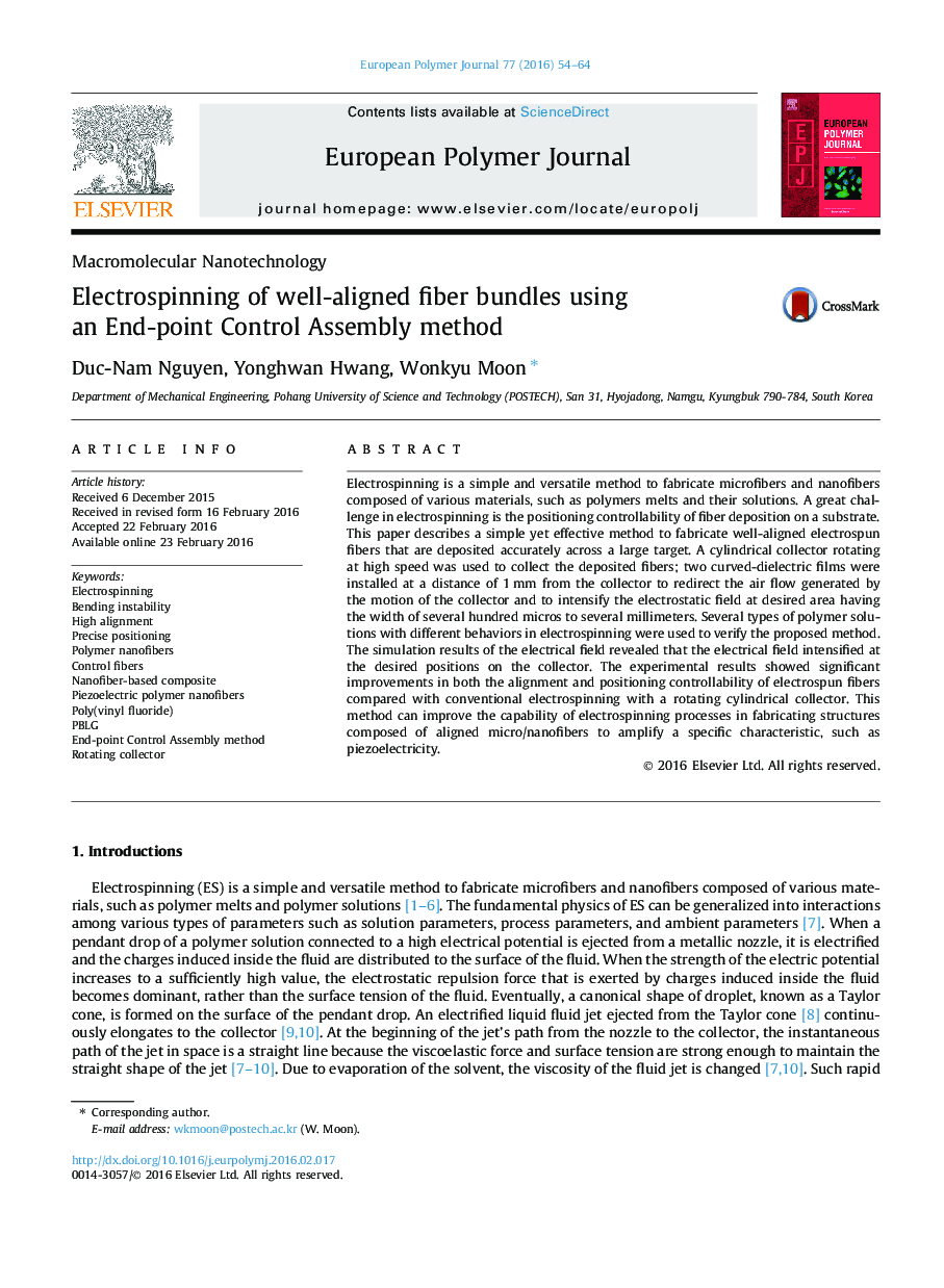 Electrospinning of well-aligned fiber bundles using an End-point Control Assembly method