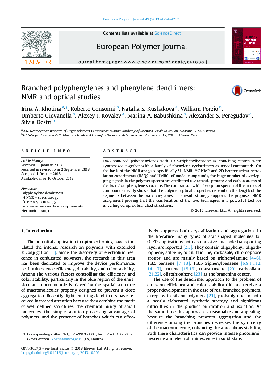 Branched polyphenylenes and phenylene dendrimers: NMR and optical studies