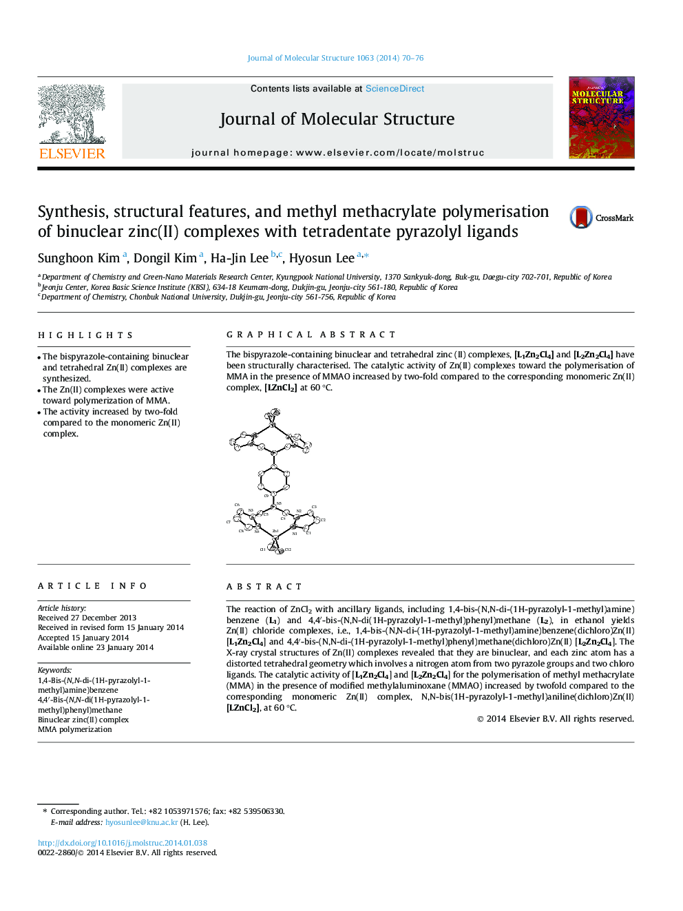Synthesis, structural features, and methyl methacrylate polymerisation of binuclear zinc(II) complexes with tetradentate pyrazolyl ligands