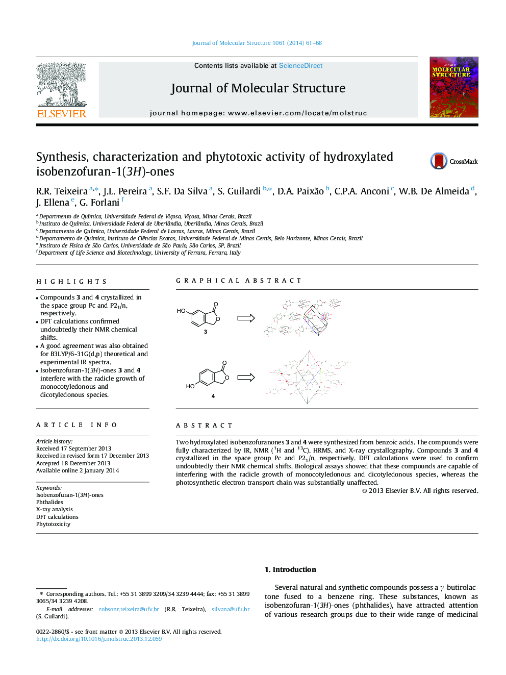 Synthesis, characterization and phytotoxic activity of hydroxylated isobenzofuran-1(3H)-ones