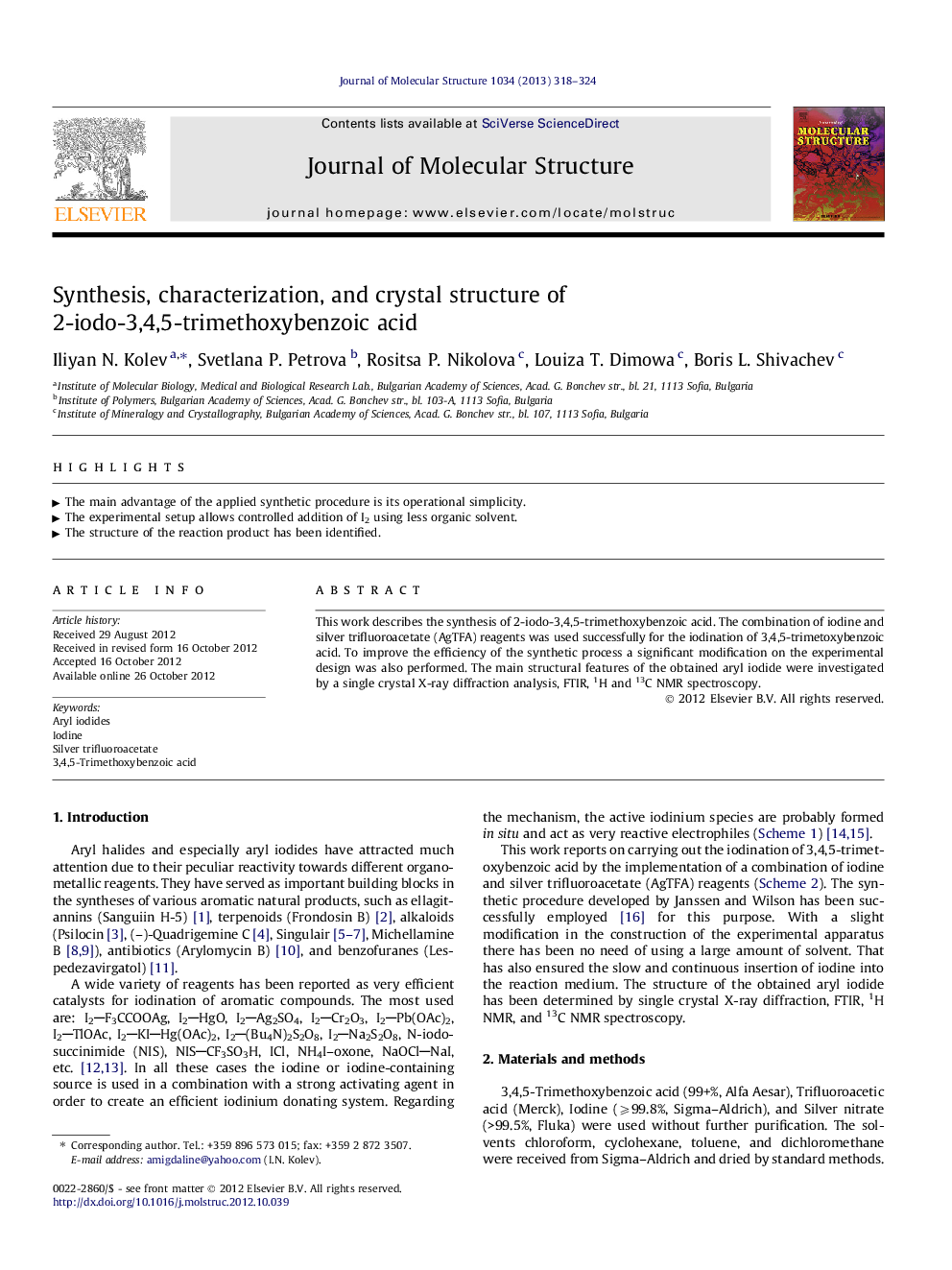 Synthesis, characterization, and crystal structure of 2-iodo-3,4,5-trimethoxybenzoic acid