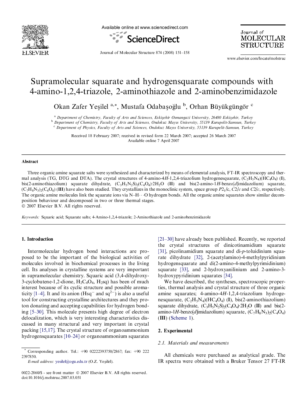 Supramolecular squarate and hydrogensquarate compounds with 4-amino-1,2,4-triazole, 2-aminothiazole and 2-aminobenzimidazole