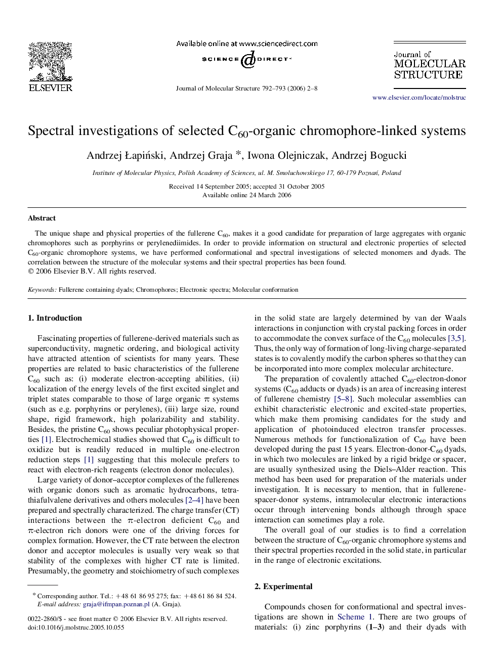 Spectral investigations of selected C60-organic chromophore-linked systems