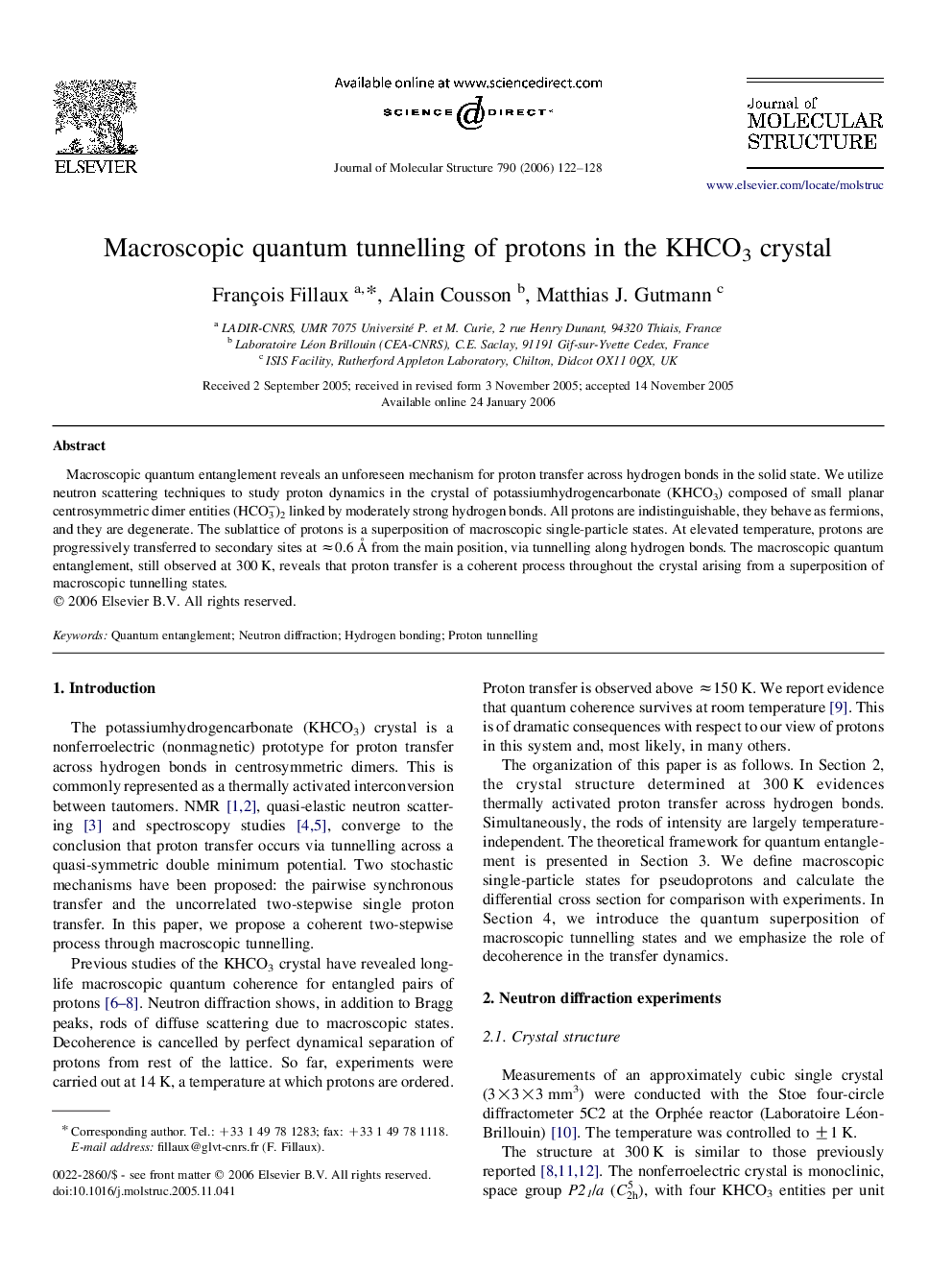 Macroscopic quantum tunnelling of protons in the KHCO3 crystal