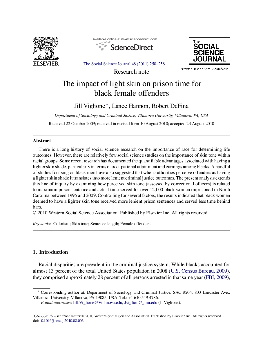 The impact of light skin on prison time for black female offenders