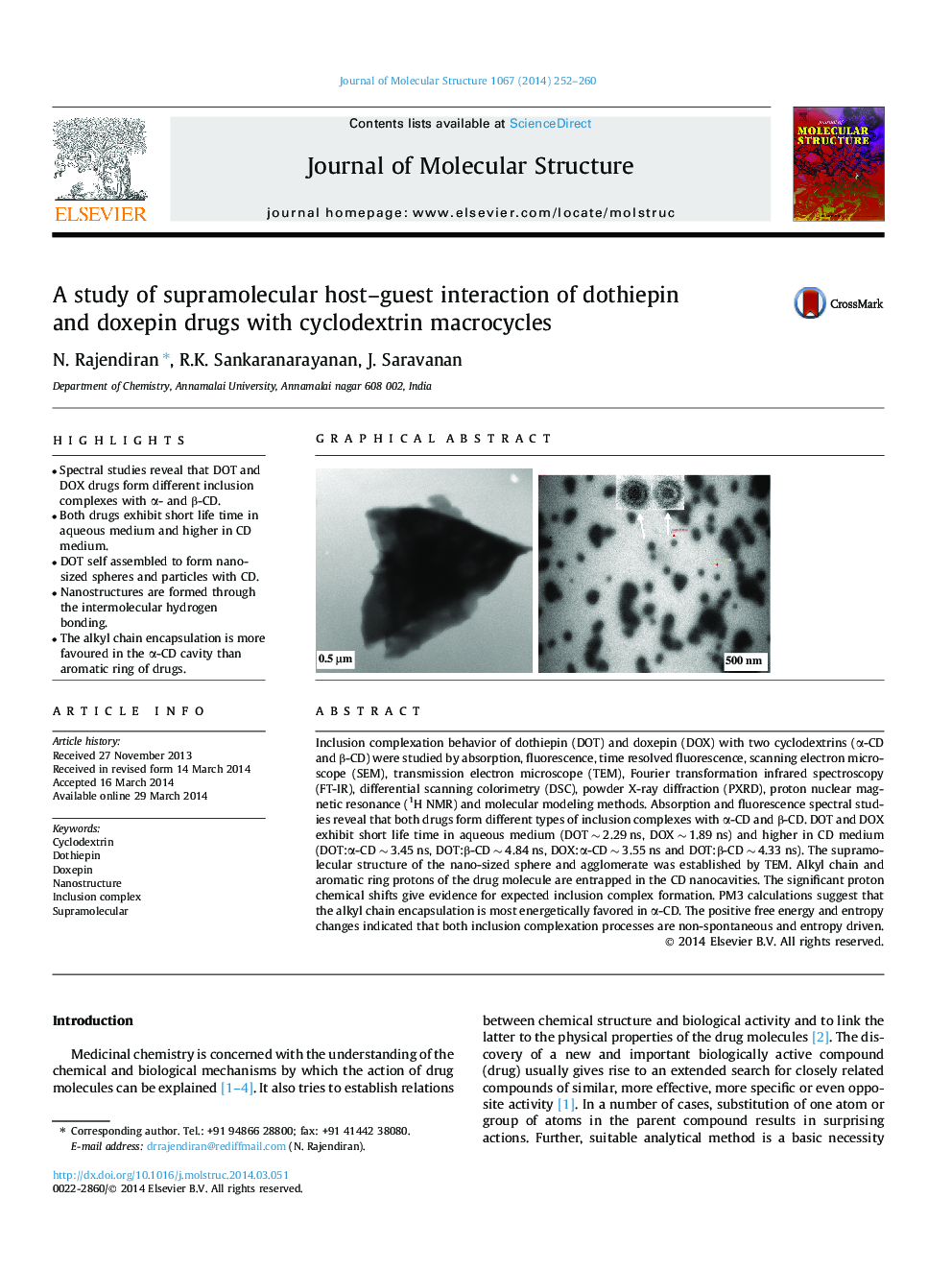 مطالعه تجربی سوءمصرف داروی سوپرمولکولی داروهای داوتیپین و دوکسپین با ماکروسکوپهای سیکلوکودکسترین 