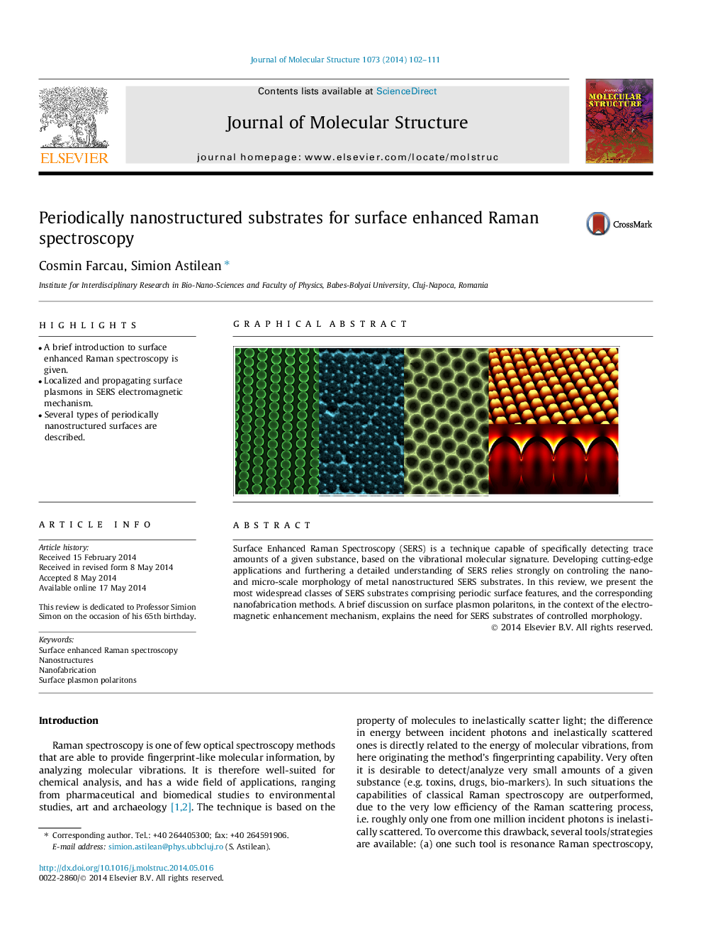 Periodically nanostructured substrates for surface enhanced Raman spectroscopy