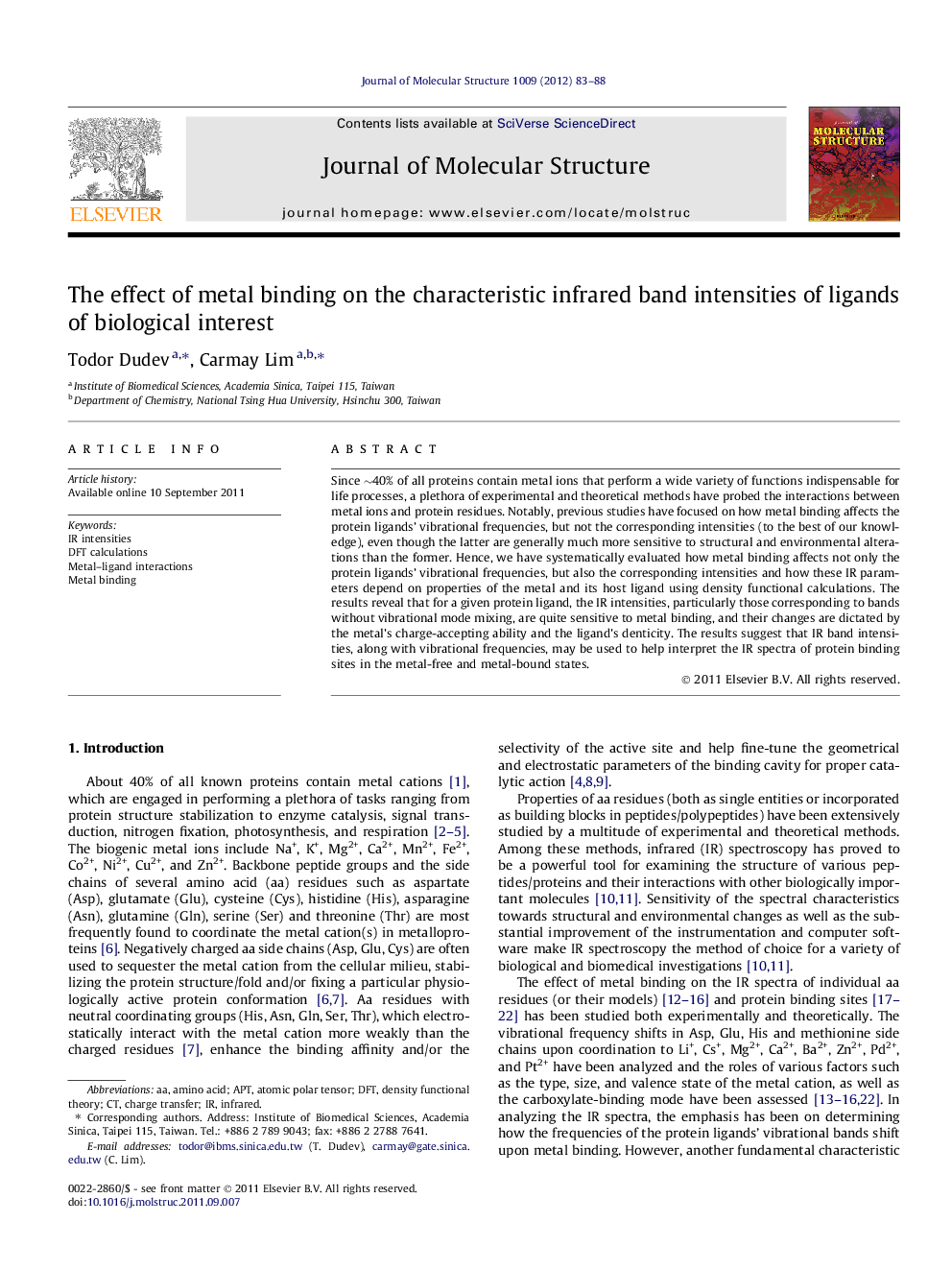 The effect of metal binding on the characteristic infrared band intensities of ligands of biological interest