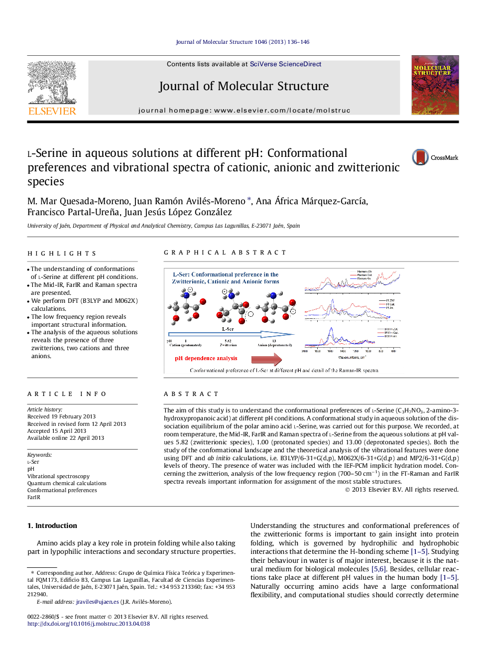 l-Serine in aqueous solutions at different pH: Conformational preferences and vibrational spectra of cationic, anionic and zwitterionic species