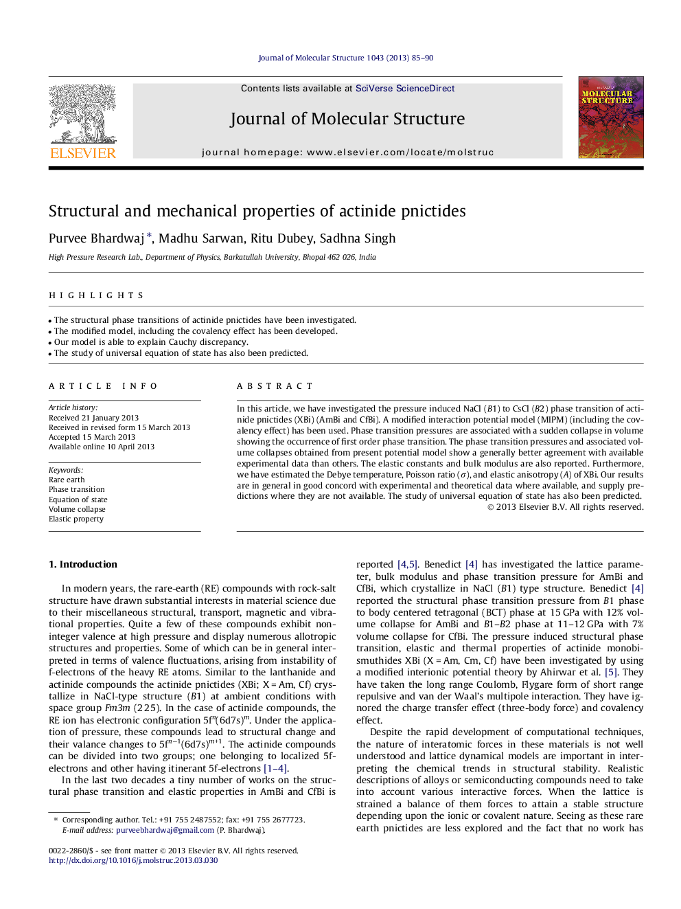 Structural and mechanical properties of actinide pnictides