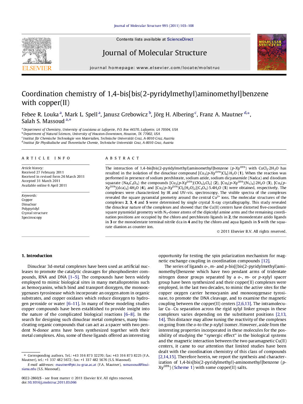 Coordination chemistry of 1,4-bis[bis(2-pyridylmethyl)aminomethyl]benzene with copper(II)