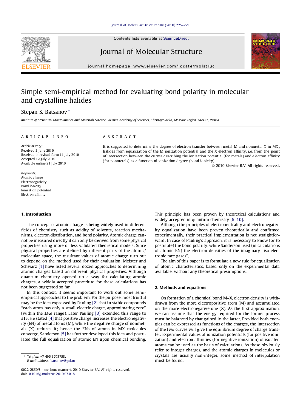 Simple semi-empirical method for evaluating bond polarity in molecular and crystalline halides