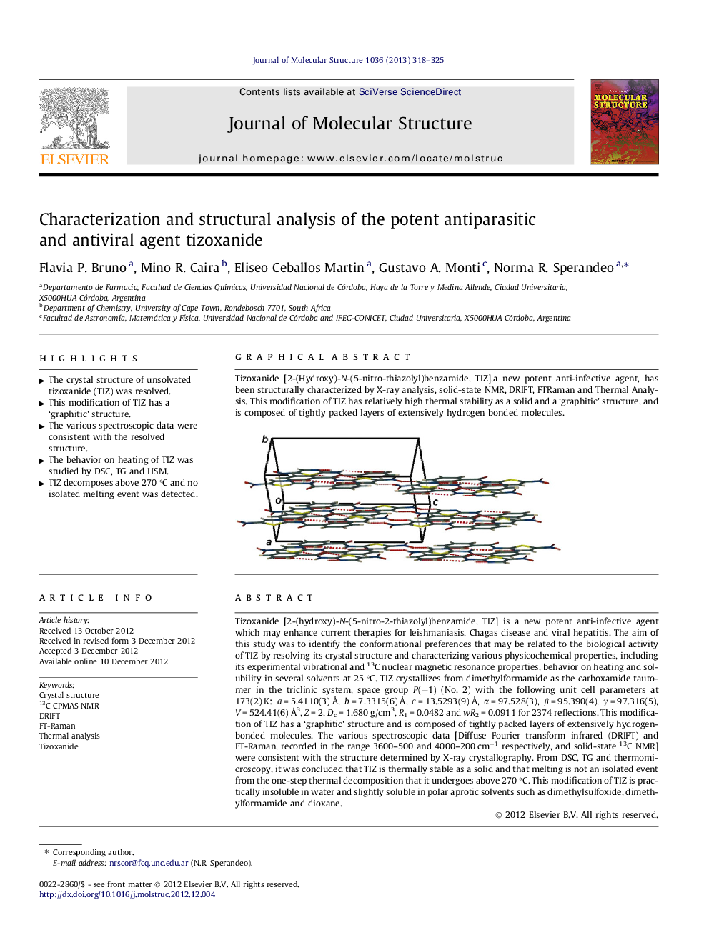 Characterization and structural analysis of the potent antiparasitic and antiviral agent tizoxanide