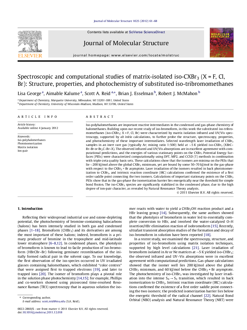 Spectroscopic and computational studies of matrix-isolated iso-CXBr3 (X = F, Cl, Br): Structure, properties, and photochemistry of substituted iso-tribromomethanes