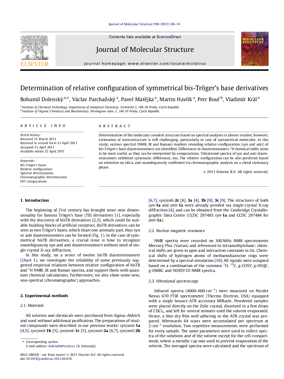 Determination of relative configuration of symmetrical bis-Tröger’s base derivatives