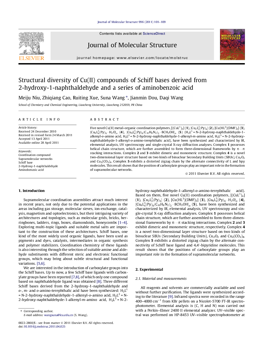 Structural diversity of Cu(II) compounds of Schiff bases derived from 2-hydroxy-1-naphthaldehyde and a series of aminobenzoic acid