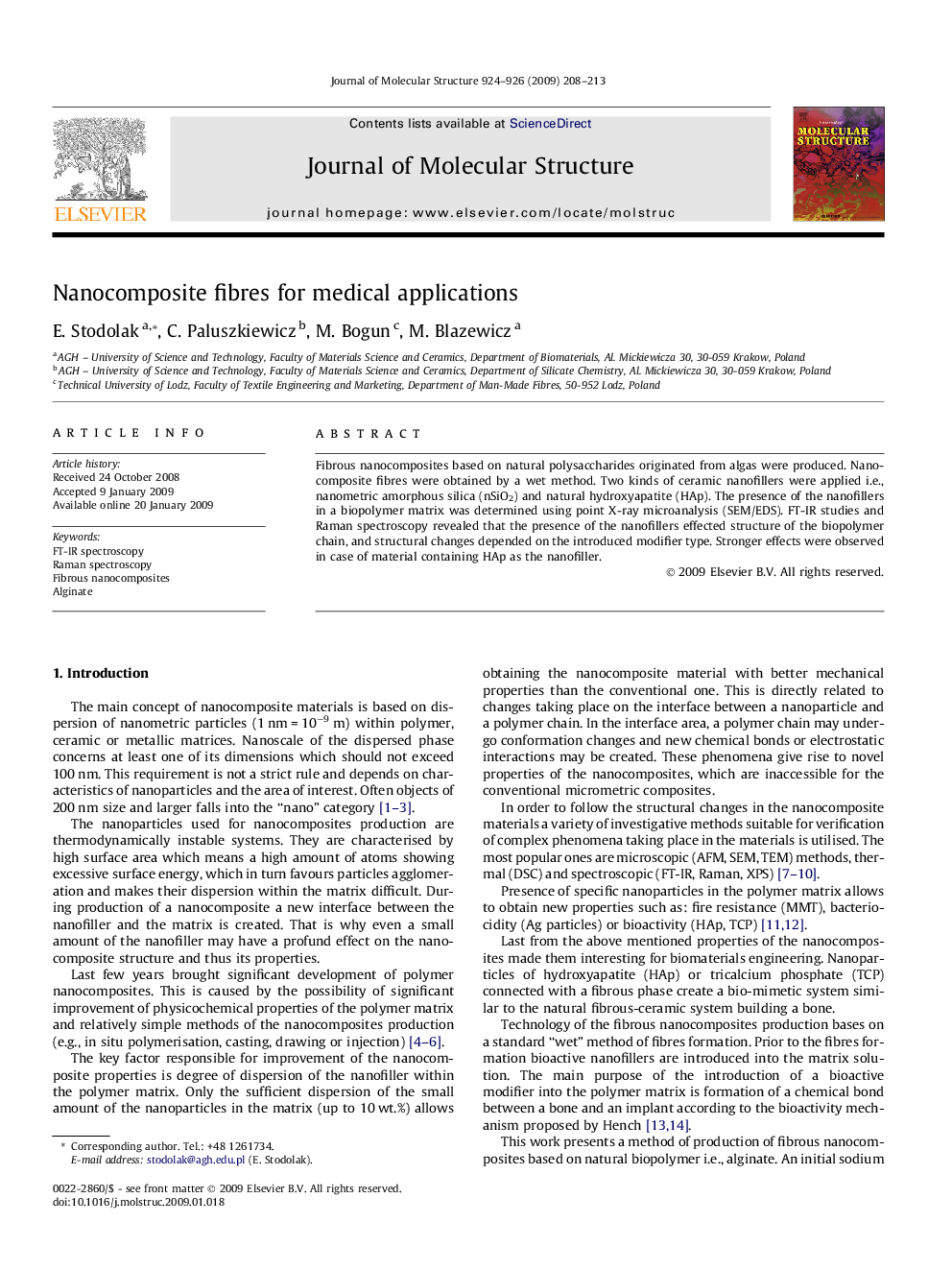 Nanocomposite fibres for medical applications