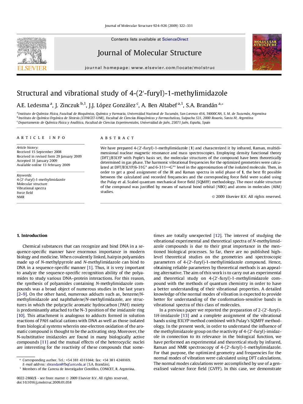 Structural and vibrational study of 4-(2′-furyl)-1-methylimidazole