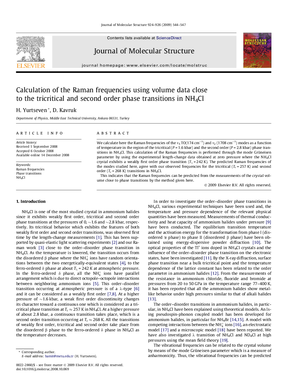 Calculation of the Raman frequencies using volume data close to the tricritical and second order phase transitions in NH4Cl