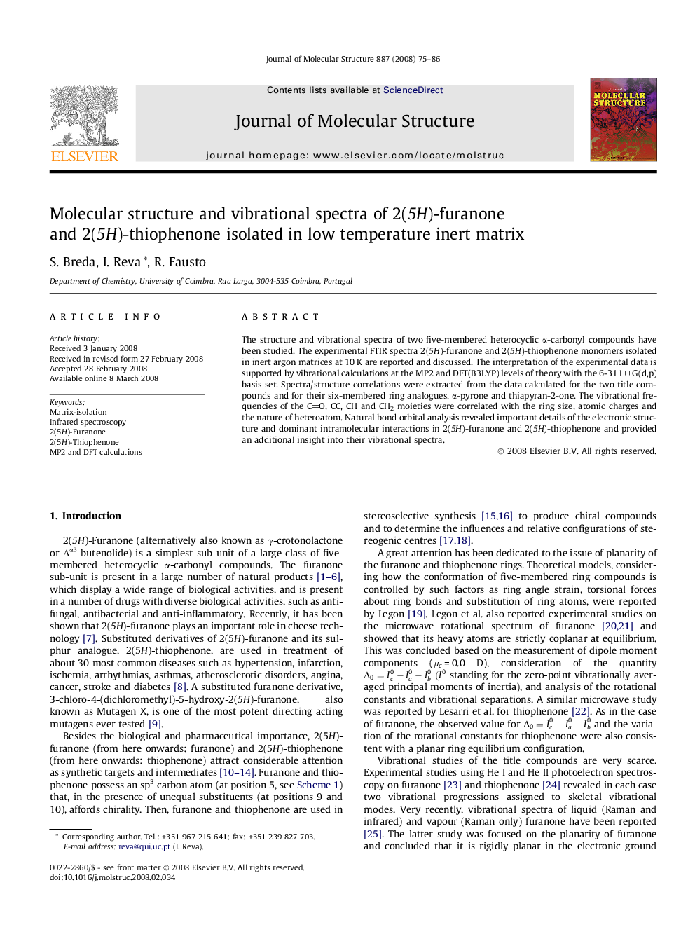 Molecular structure and vibrational spectra of 2(5H)-furanone and 2(5H)-thiophenone isolated in low temperature inert matrix