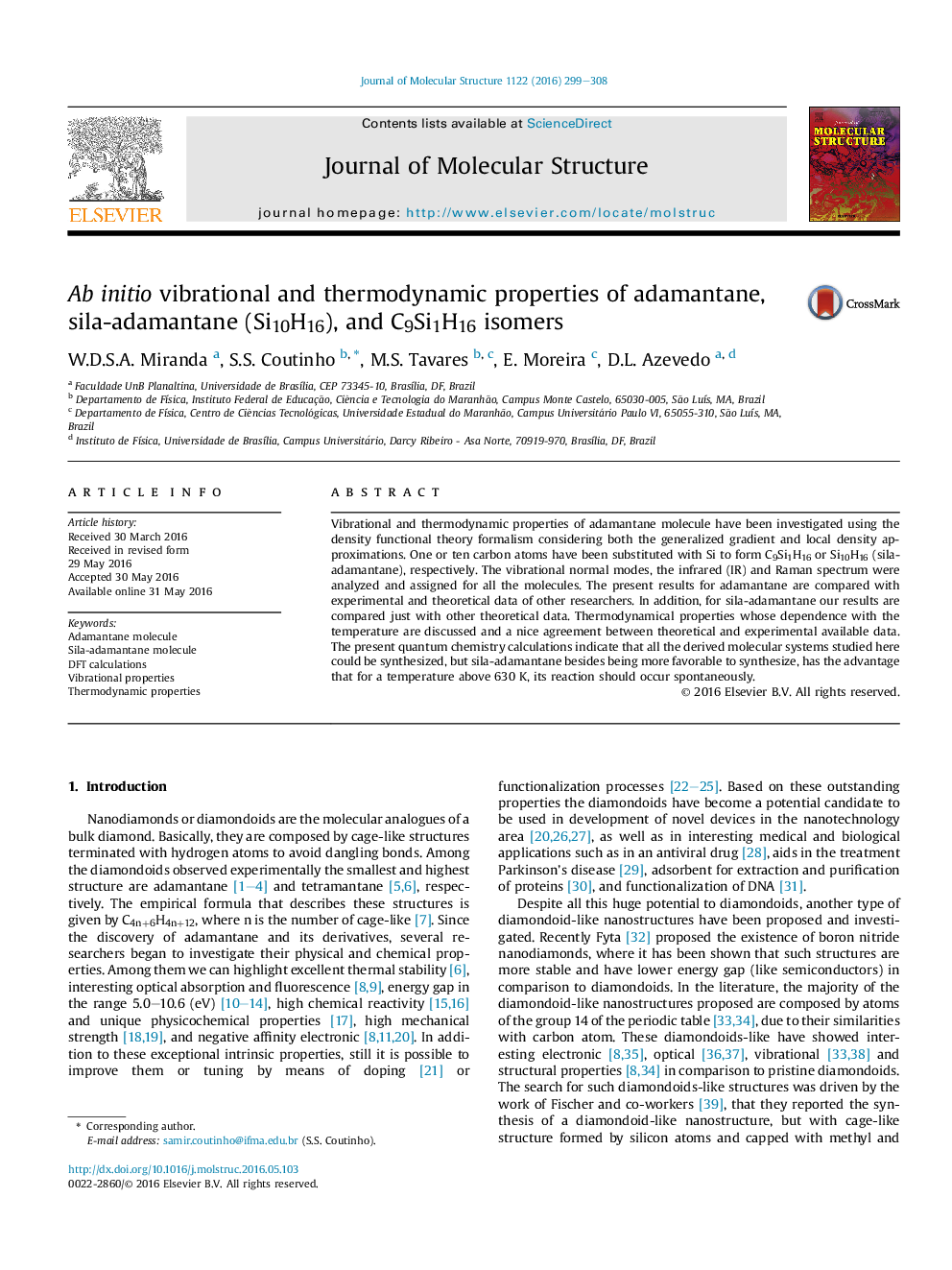 Ab initio vibrational and thermodynamic properties of adamantane, sila-adamantane (Si10H16), and C9Si1H16 isomers