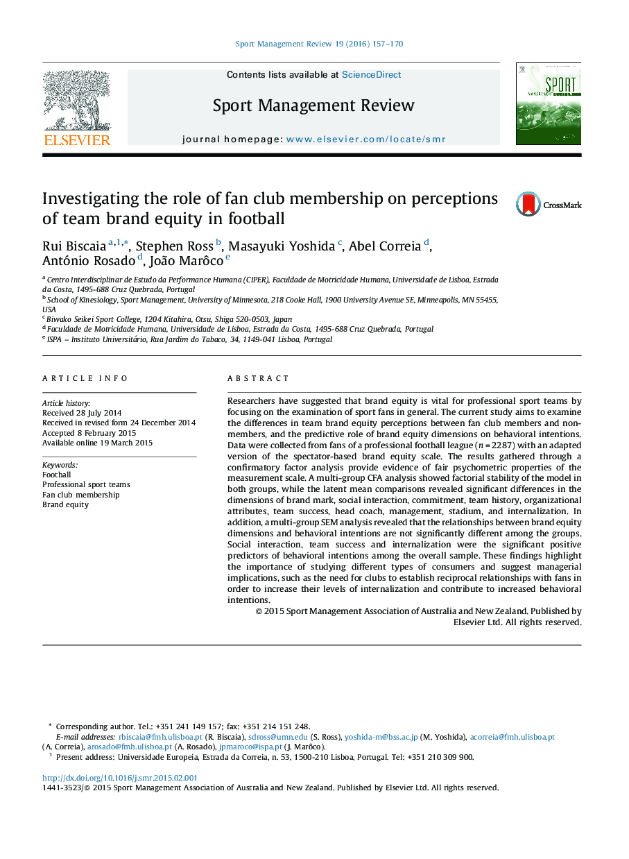 Investigating the role of fan club membership on perceptions of team brand equity in football