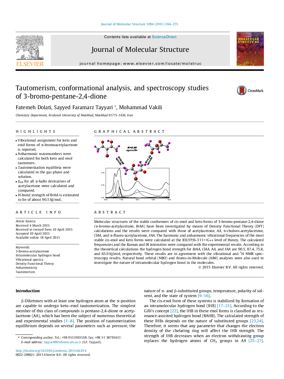 Tautomerism, conformational analysis, and spectroscopy studies of 3-bromo-pentane-2,4-dione