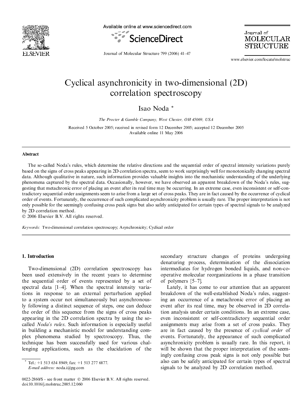 Cyclical asynchronicity in two-dimensional (2D) correlation spectroscopy