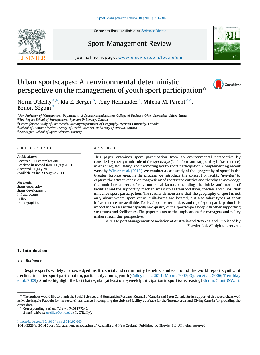 فضای ورزشی شهری: چشم انداز قطعی زیست محیطی در مدیریت مشارکت ورزشی جوانان