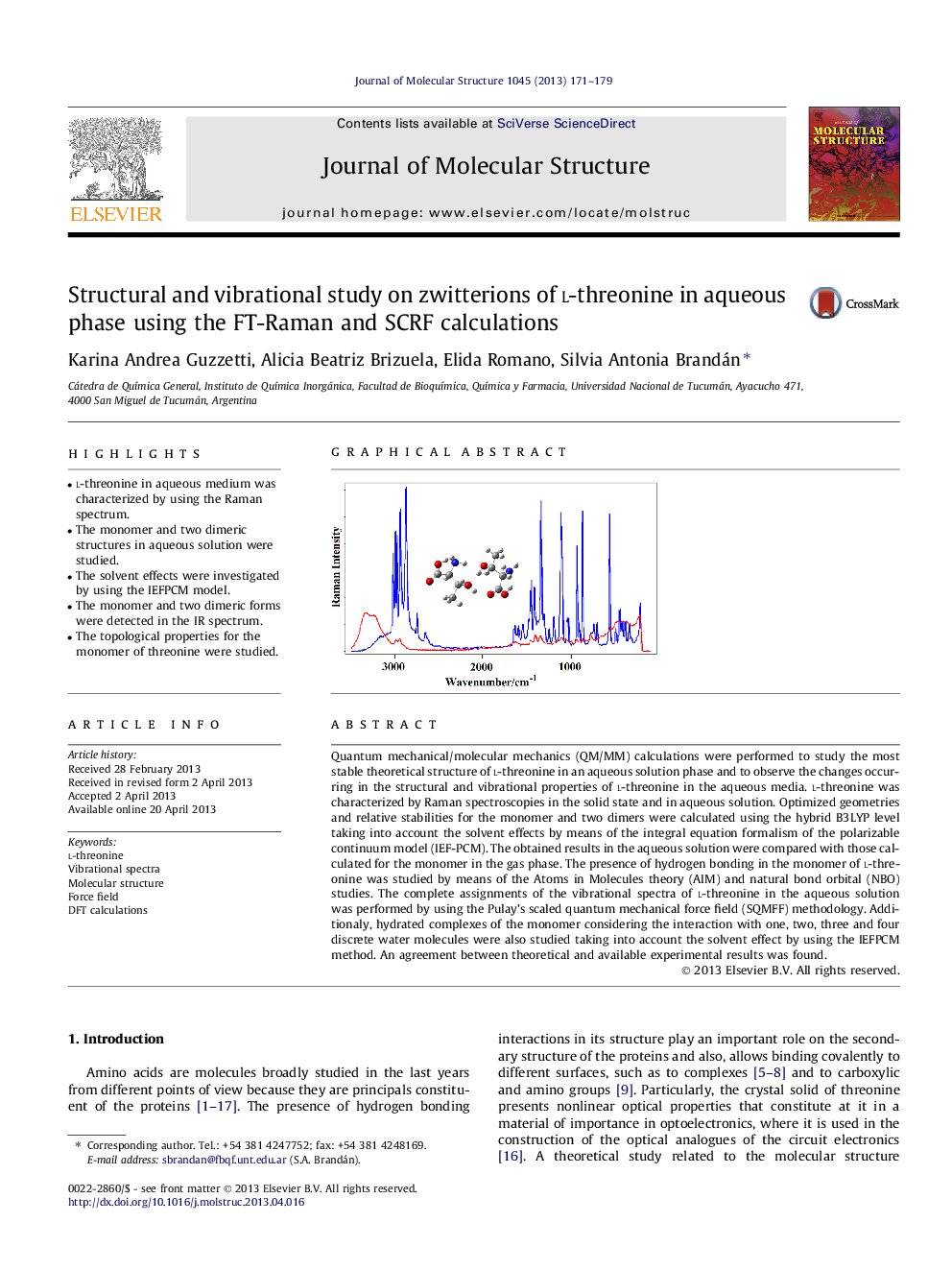 Structural and vibrational study on zwitterions of l-threonine in aqueous phase using the FT-Raman and SCRF calculations