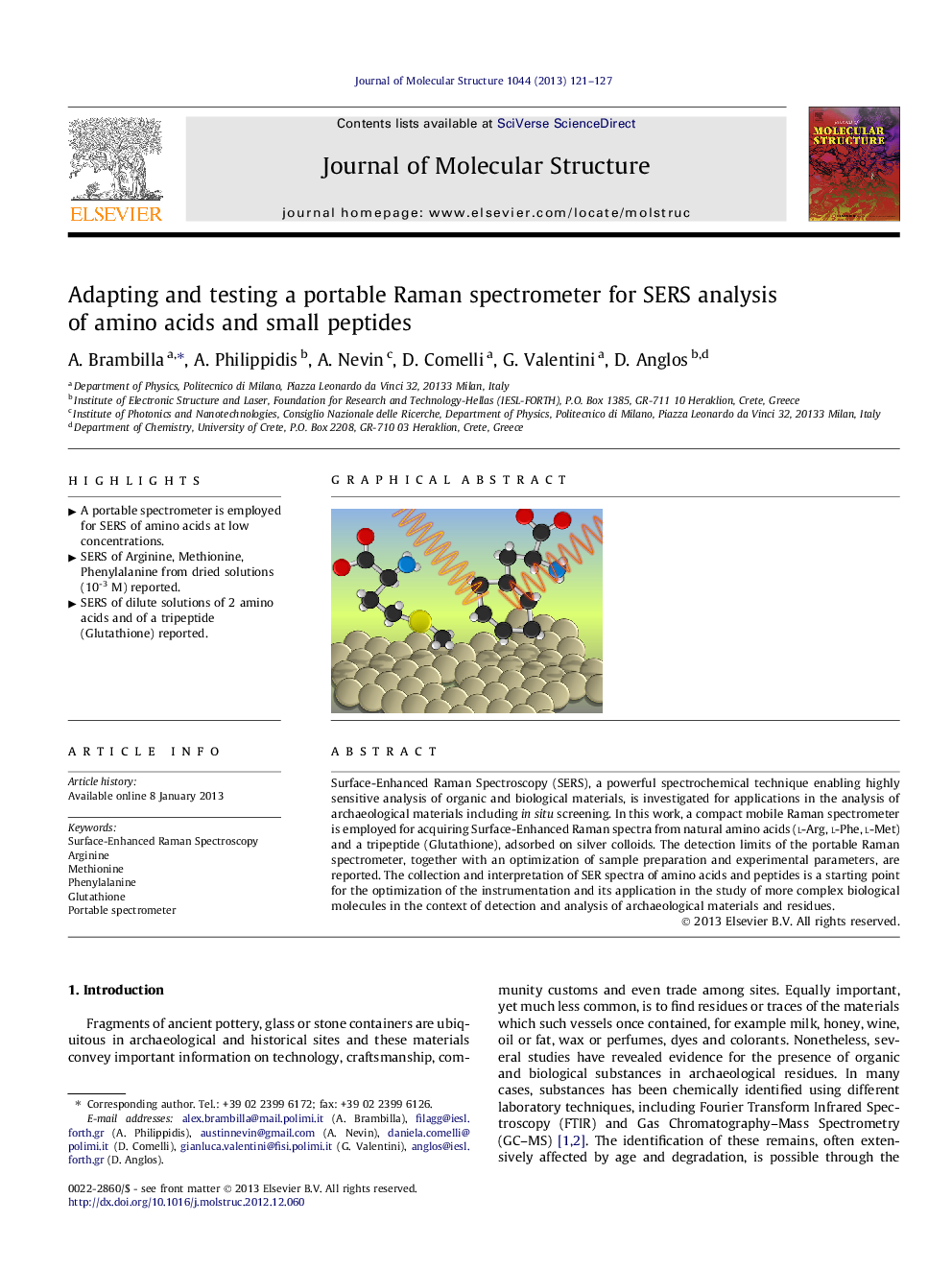 Adapting and testing a portable Raman spectrometer for SERS analysis of amino acids and small peptides