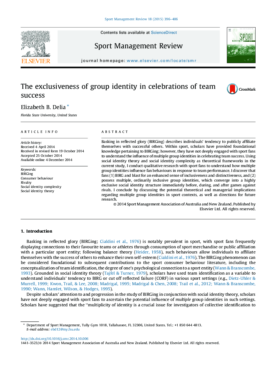 The exclusiveness of group identity in celebrations of team success