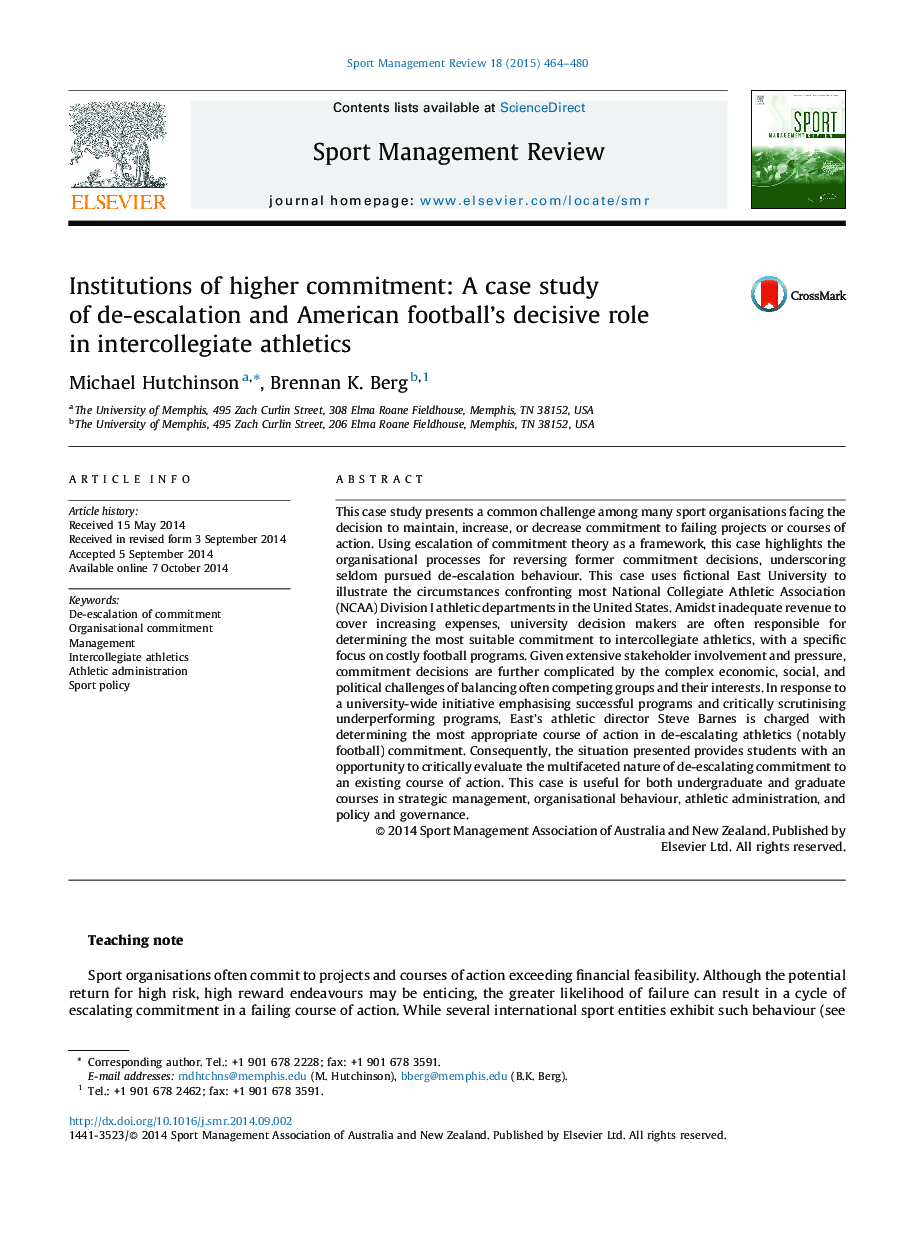موسسات تعهد بالقوه: مطالعه موردی از تشدید و نقش تعیین کننده فوتبال آمریکایی در میان دو طرفه 
