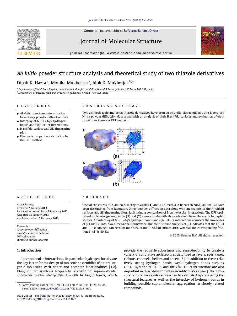 Ab initio powder structure analysis and theoretical study of two thiazole derivatives