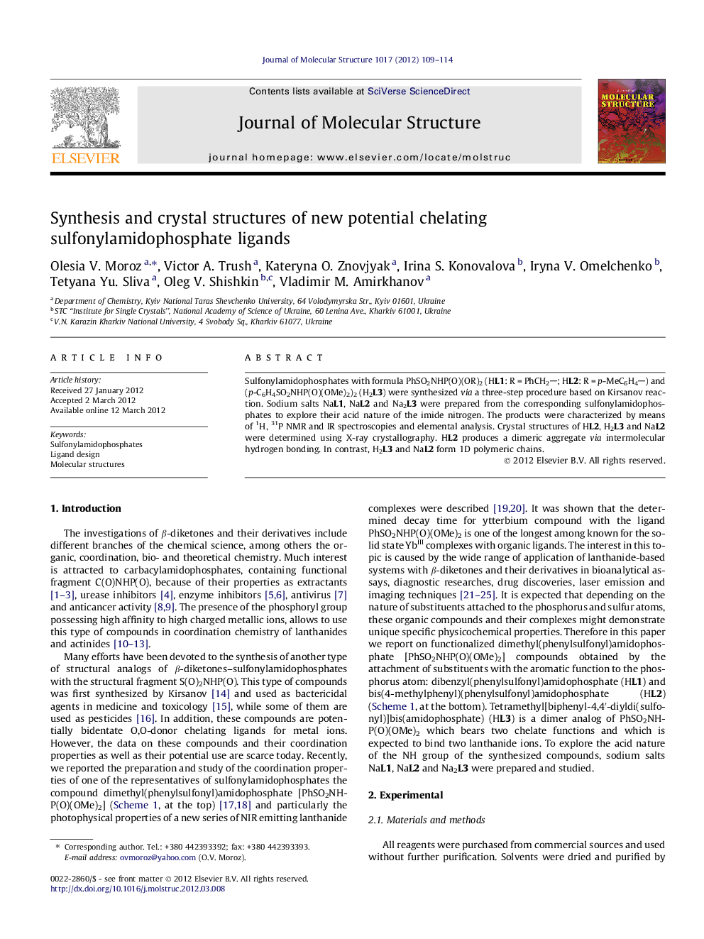 Synthesis and crystal structures of new potential chelating sulfonylamidophosphate ligands