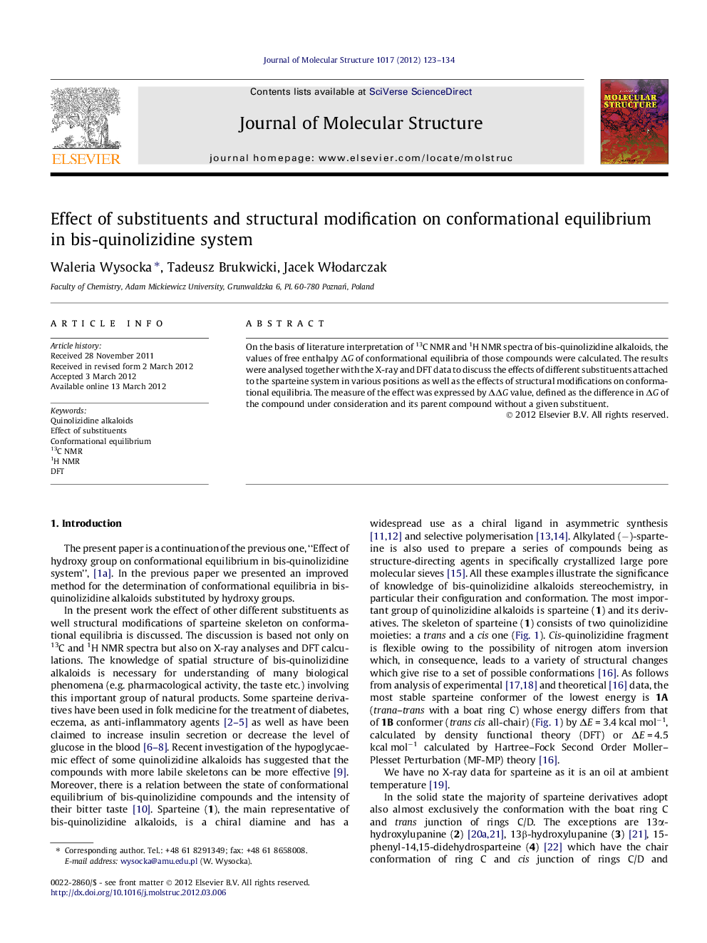 Effect of substituents and structural modification on conformational equilibrium in bis-quinolizidine system