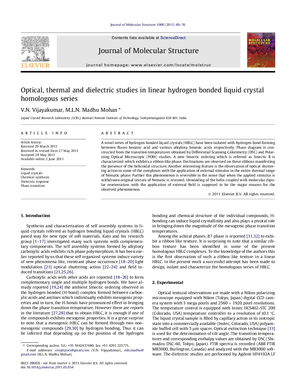 Optical, thermal and dielectric studies in linear hydrogen bonded liquid crystal homologous series