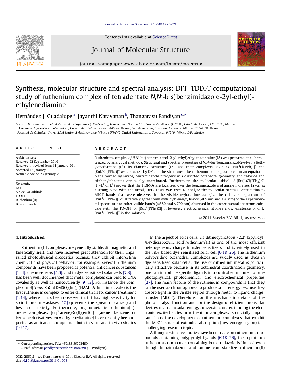 Synthesis, molecular structure and spectral analysis: DFT–TDDFT computational study of ruthenium complex of tetradentate N,N′-bis(benzimidazole-2yl-ethyl)-ethylenediamine