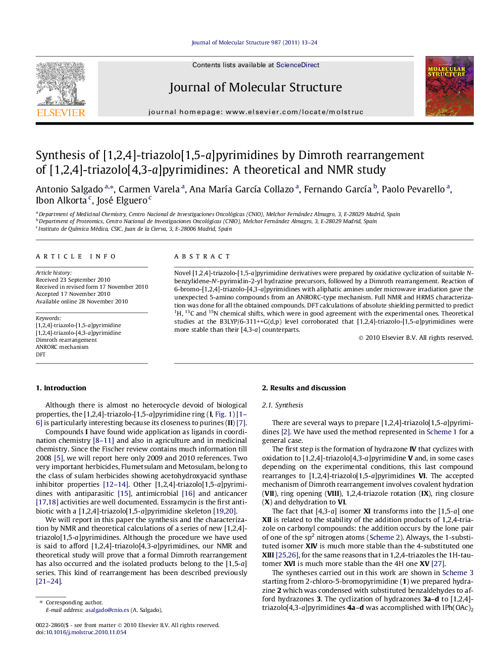 Synthesis of [1,2,4]-triazolo[1,5-a]pyrimidines by Dimroth rearrangement of [1,2,4]-triazolo[4,3-a]pyrimidines: A theoretical and NMR study