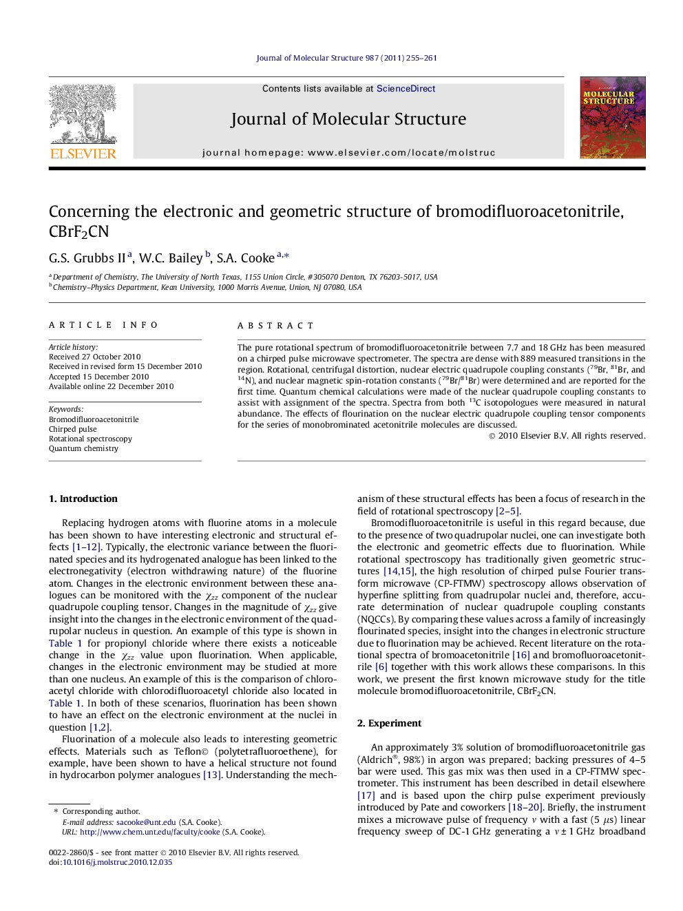 Concerning the electronic and geometric structure of bromodifluoroacetonitrile, CBrF2CN