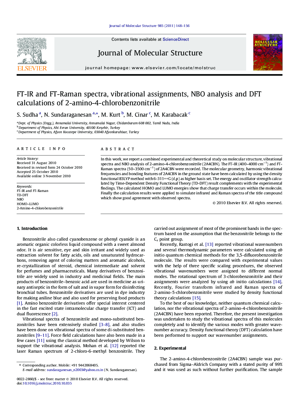 FT-IR and FT-Raman spectra, vibrational assignments, NBO analysis and DFT calculations of 2-amino-4-chlorobenzonitrile