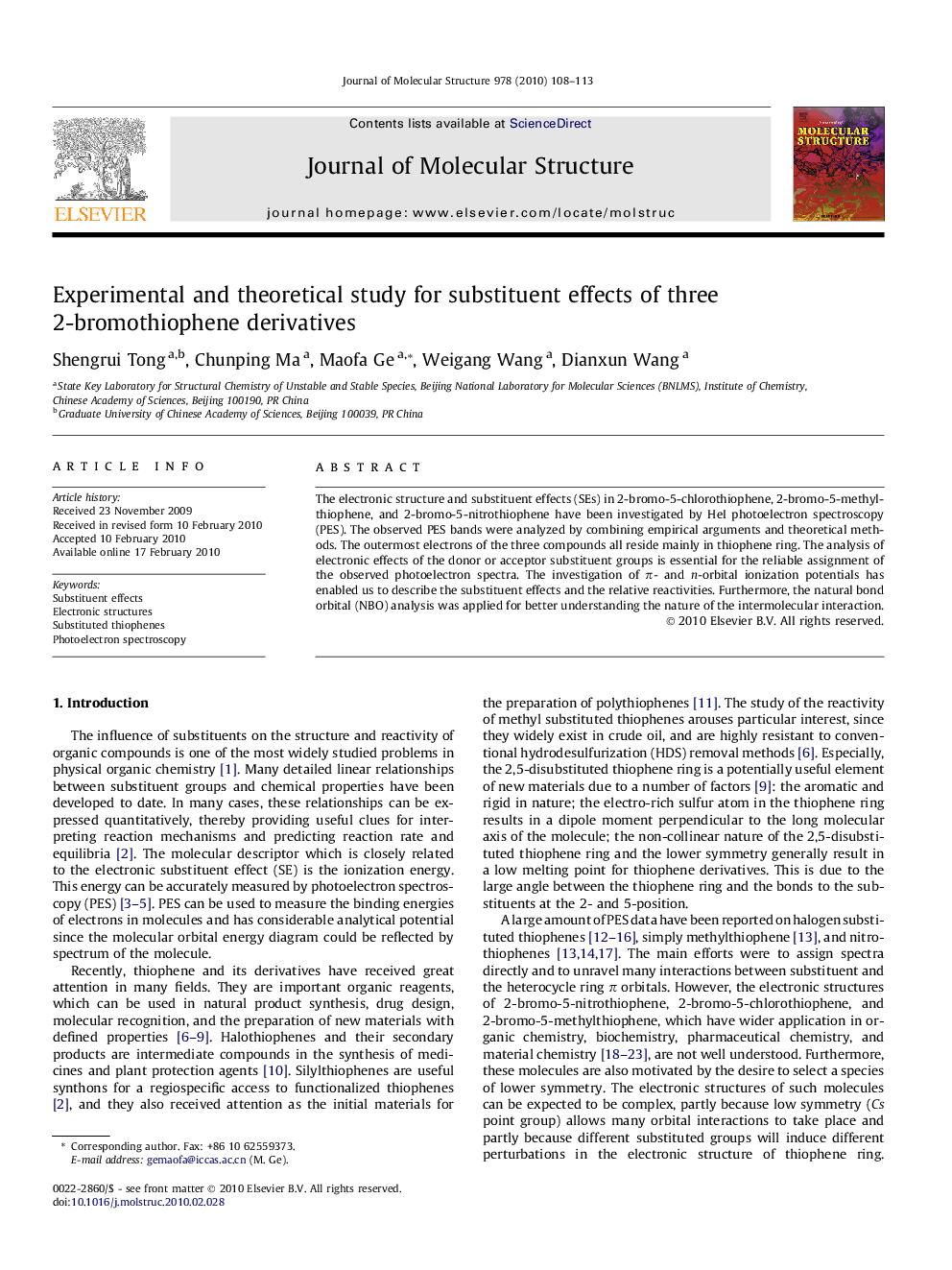 Experimental and theoretical study for substituent effects of three 2-bromothiophene derivatives