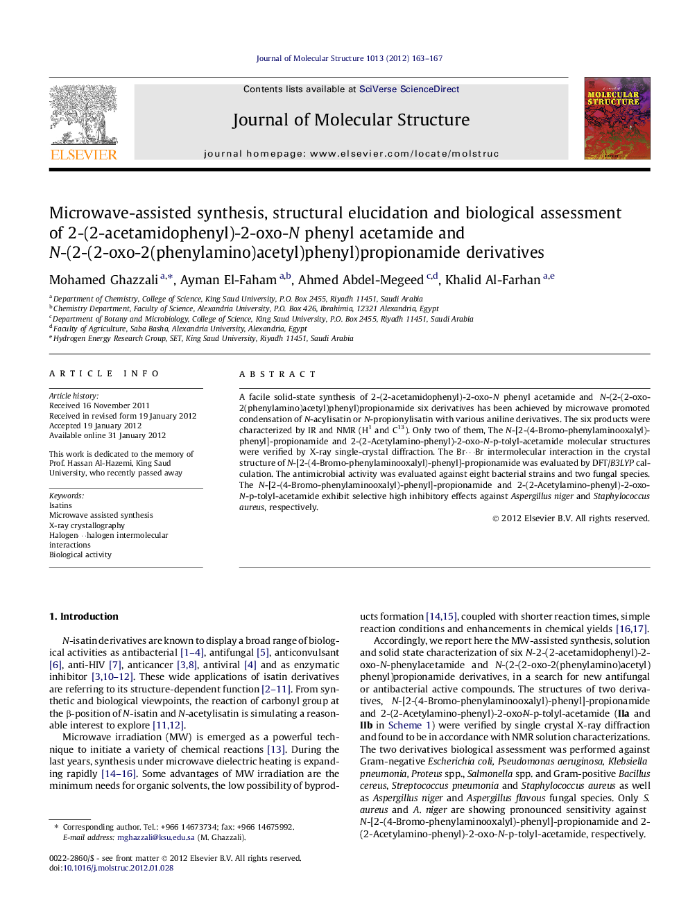 Microwave-assisted synthesis, structural elucidation and biological assessment of 2-(2-acetamidophenyl)-2-oxo-N phenyl acetamide and N-(2-(2-oxo-2(phenylamino)acetyl)phenyl)propionamide derivatives