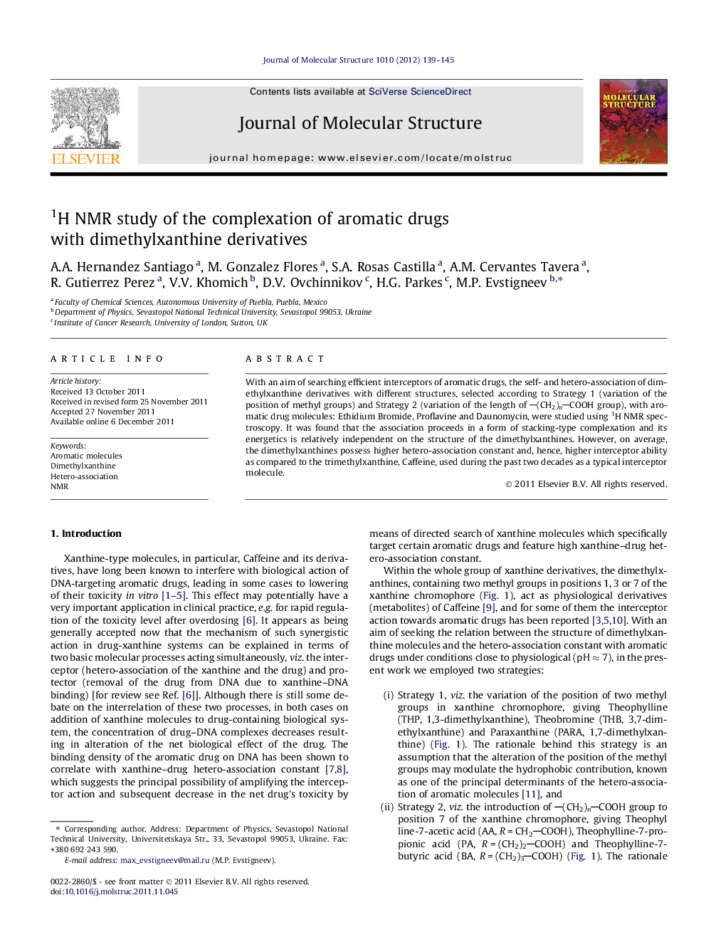 1H NMR study of the complexation of aromatic drugs with dimethylxanthine derivatives