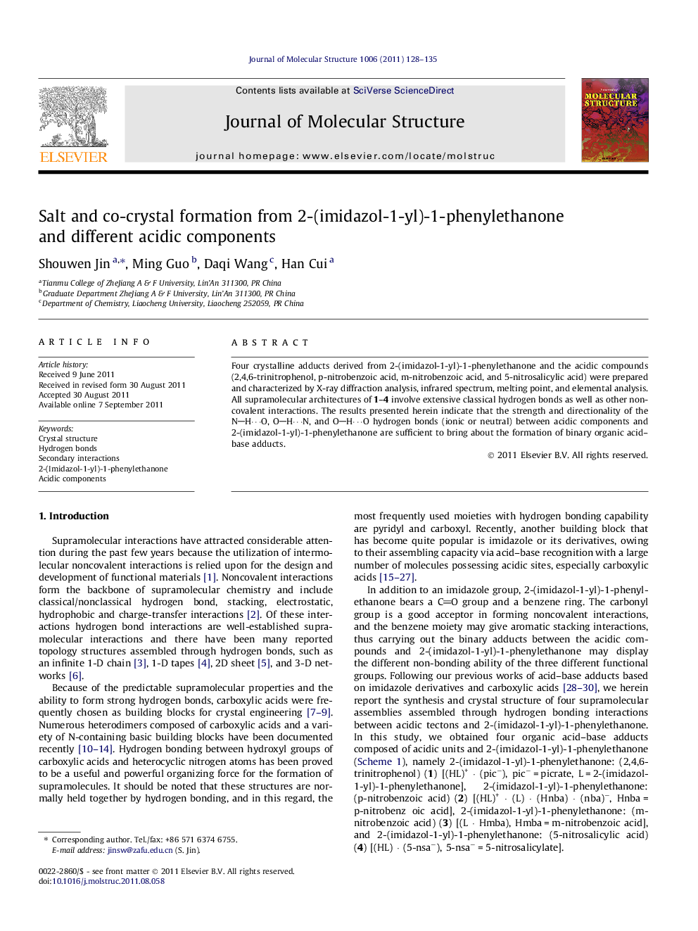 Salt and co-crystal formation from 2-(imidazol-1-yl)-1-phenylethanone and different acidic components