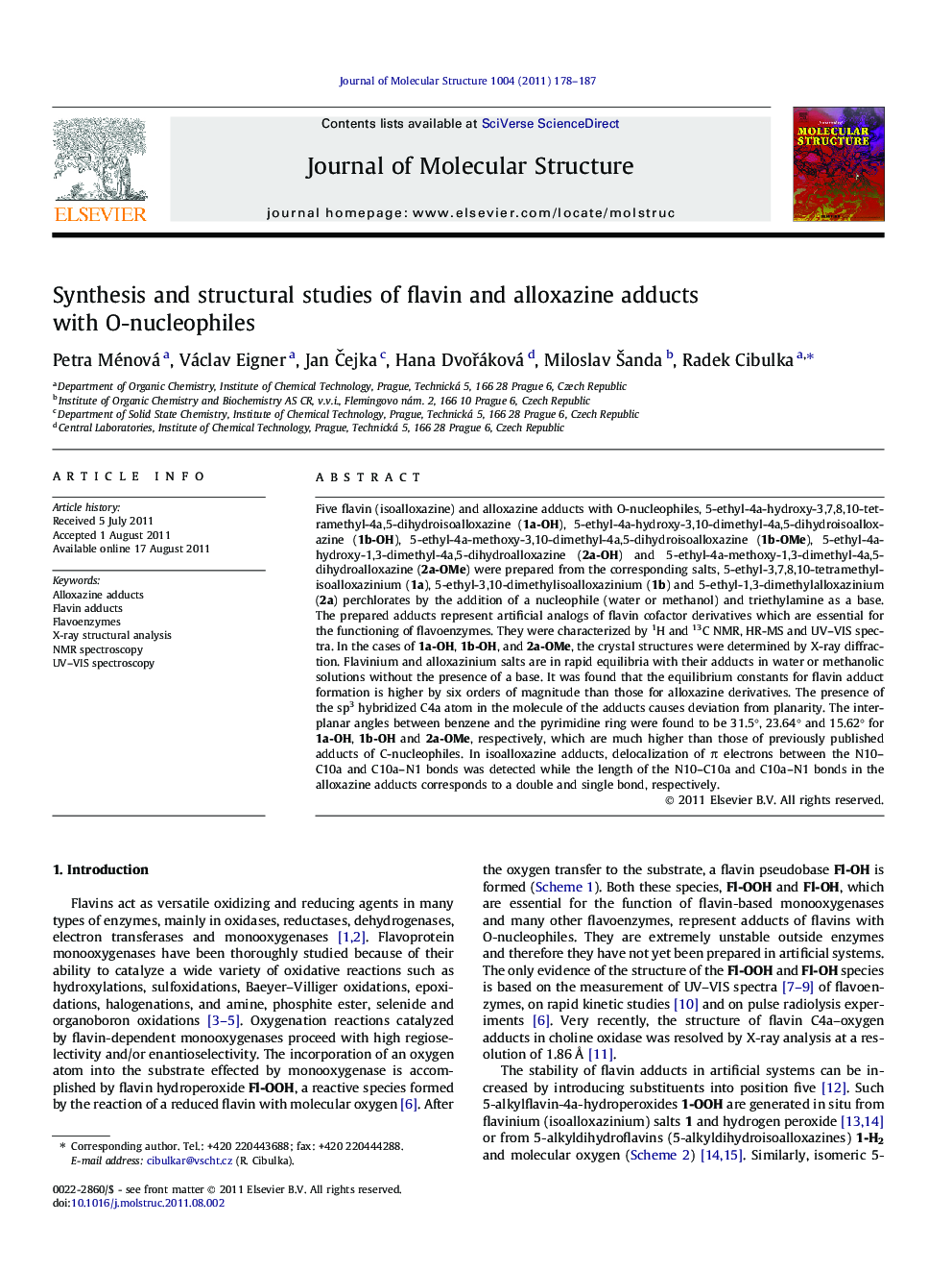 Synthesis and structural studies of flavin and alloxazine adducts with O-nucleophiles