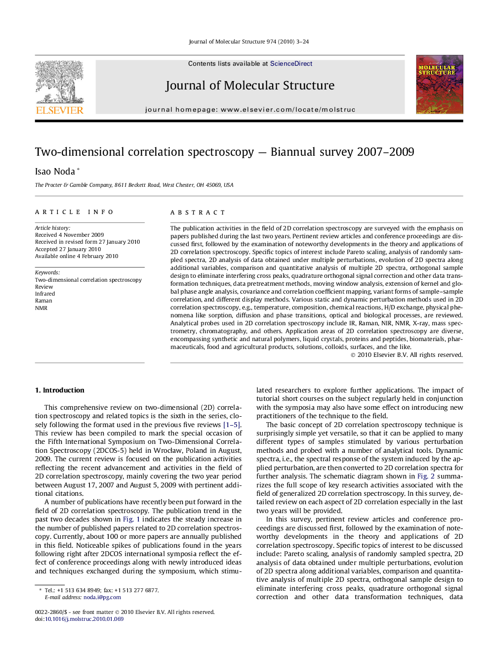 Two-dimensional correlation spectroscopy — Biannual survey 2007–2009