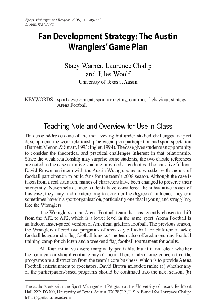 Fan Development Strategy: The Austin Wranglers' Game Plan