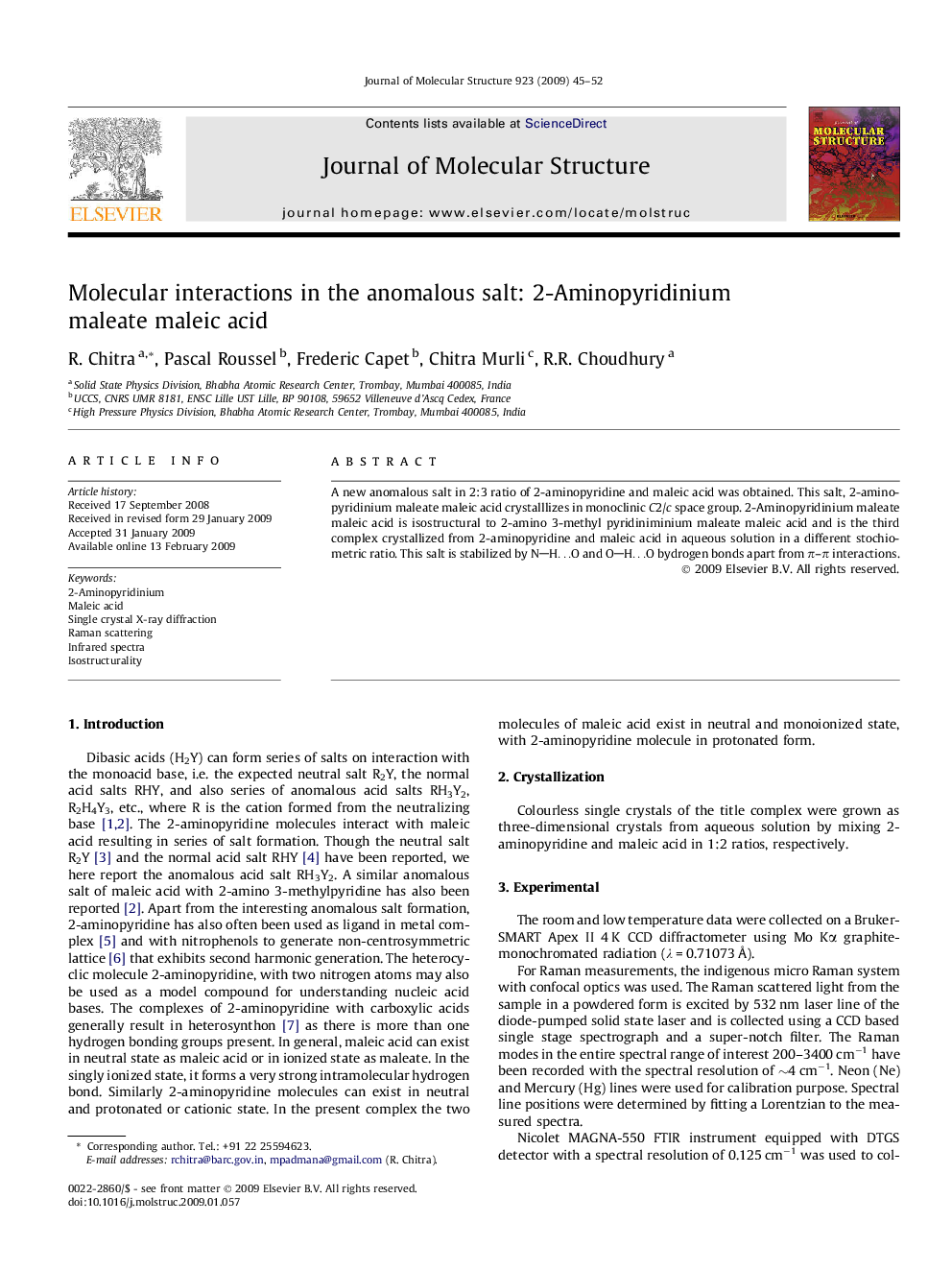 Molecular interactions in the anomalous salt: 2-Aminopyridinium maleate maleic acid