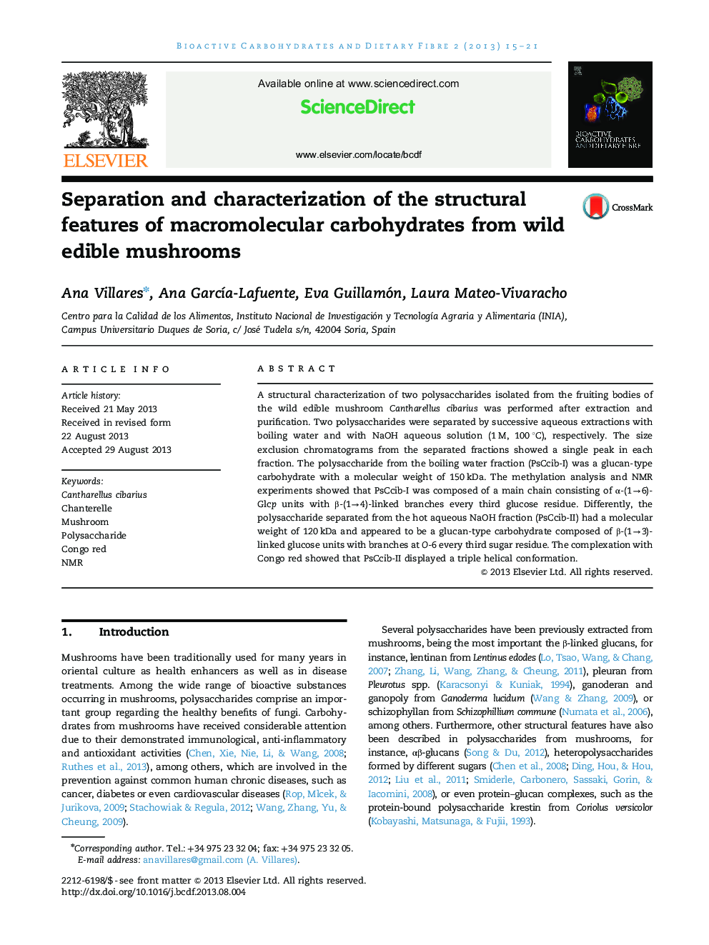 Separation and characterization of the structural features of macromolecular carbohydrates from wild edible mushrooms